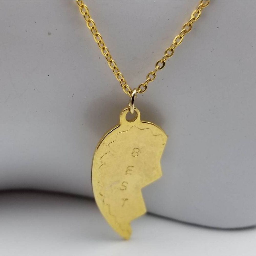 Best friends heart‎ piece gold plated necklace